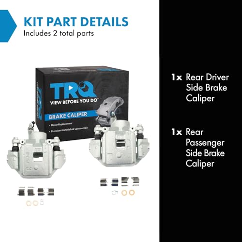 Image of TRQ Rear Driver and Passenger Side Brake Caliper Set Caliper Brackets Hardware Compatible with 98-07 Lexus LX470 98-07 Toyota Land Cruiser