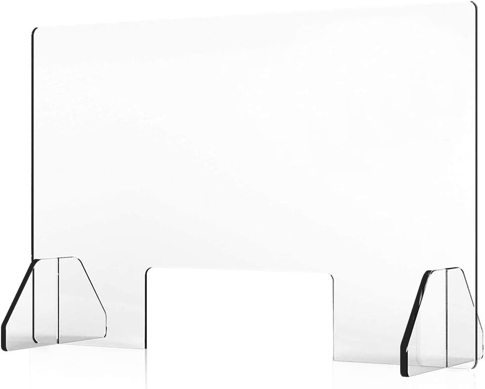 Countertop Desk Sneeze Guard- Protective Partition, Plexiglass Shield Barrier for Coughing, Sneezing, Droplets - Acrylic Divider Panel (30" Wide x 24" High) : Office Products