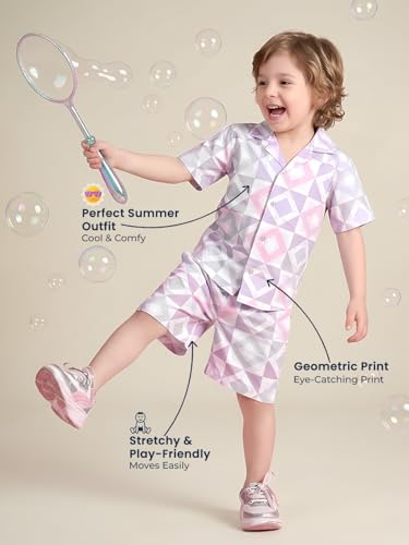 Image of POLKA TOTS 100% Cotton Co-Ord Set for Boys | Half Sleeve Shirt & Shorts Beach Outfit for Kids | Ultra-soft & Breathable Summer Clothes for Toddler & Baby Boy | Casual Dress & Printed Nightwear Set