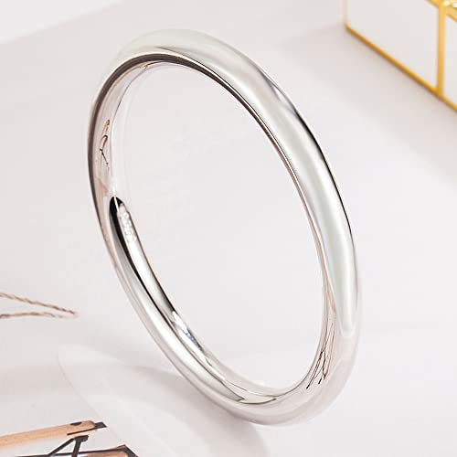 Meilanduo Solid 925 Sterling Silver 7Mm High Polished Round Circle Bangle Shiny Minimalist Bangle Bracelet For Women Girls (Silver-Tone, 1X 65Mm For Medium) #TOP3