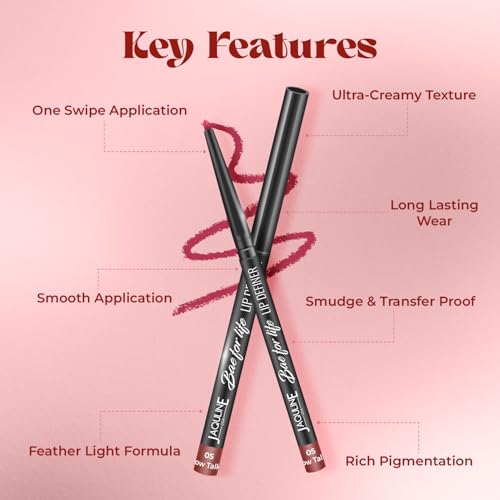 Image of JAQULINE USA Bae For Life Lip Definer lipliner | Long Lasting Lip Liner Pencil | Waterproof | Smudge Proof | Matte Finish | Paraben Free | Vegan & Cruelty Free Lipliner | Pillow Talking 05, 0.3g