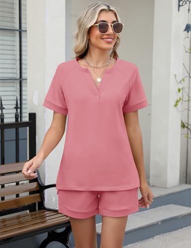 Image of LOMON Womens Two Piece Sets Summer Lounge Sets Sweatsuit Shorts Set Casual Matching Sets