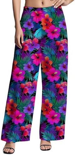 ZOCANIA Womens High Waist Pants Hawaii Print Flower Summer Vacati...