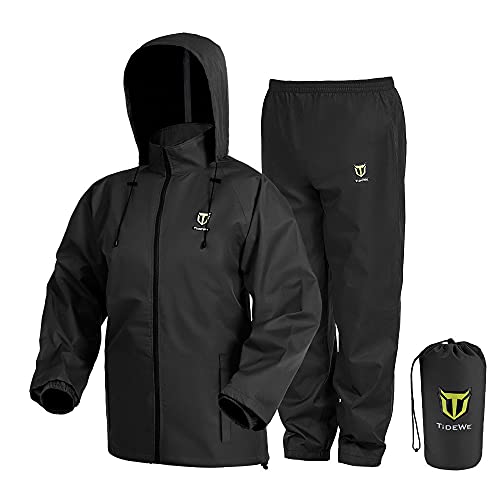 TIDEWE Rain Suit, Waterproof Breathable Lightweight 2 Pieces Rainwear