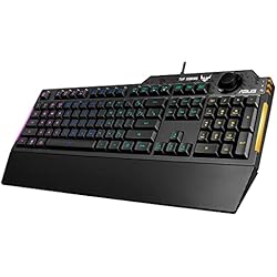 Teclado Asus X555Q ASUS TUF Gaming K1 - Teclado RGB con Control de Volumen (Resistencia a Salpicaduras, Barra de luz Lateral y Armoury Crate) Negro - QWERTY español