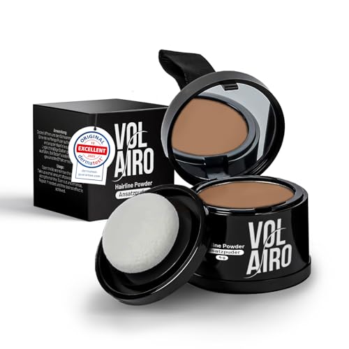 Volairo polvere correttiva – castano chiaro – 4 g – copre la ricrescita visibile, i capelli grigi e le zone diradate – make-up resistente all’acqua – adatta a uomo e donna