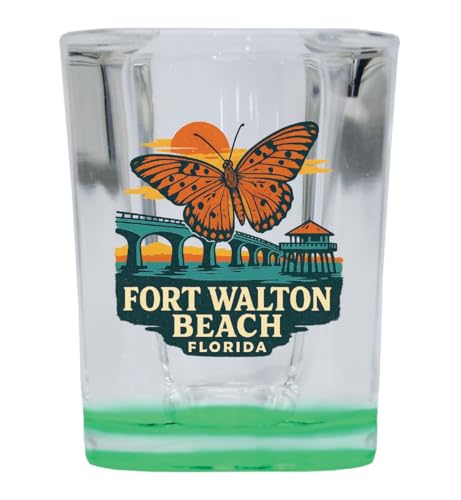 Vaso shot cuadrado vidrio 2 oz base verde