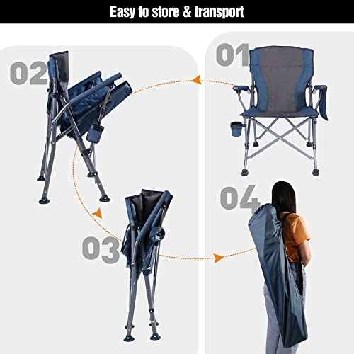 Redcamp Oversized Camping Chairs For Adults, Comfortable Heavy Duty Folding Lawn Chairs For Big And Tall Person, Portable Quad Army Chairs For Outdoor Fishing Hunting, Blue #TOP7