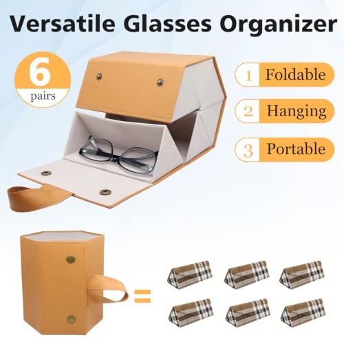 Image of SMARTTOP Sunglass Eyeglass Organizer Collector 5 slot 6 Slot PU Eyeglasses Storage Case Box Multiple Hanging Eyewear Display