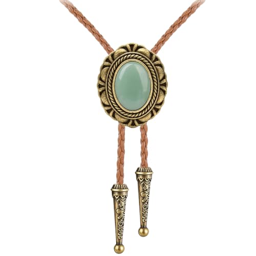 Image of Jeilwiy Bolo Tie for Men Western Cowboy Tie Necklace Gold Bolo Tie Leather Necktie Halloween Tie Accessories for Women