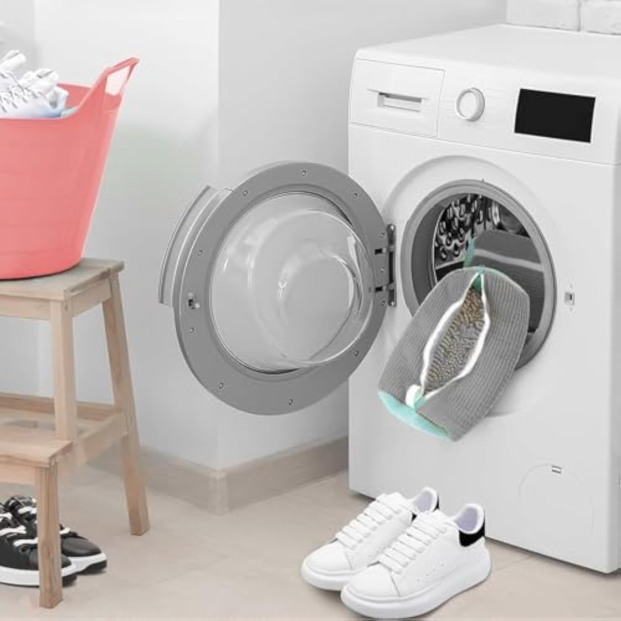 Heavy Duty Mesh Shoe Laundry Bag for Sneakers, Grey