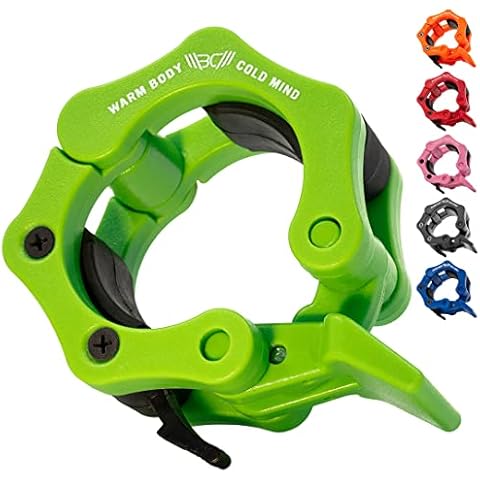 WARM BODY COLD MIND - Premium 2 inch Olympic Barbell Clamps, Weightlifting Collars, Weight Clips for Bars, Olympic Weight Lifting Clips, Bar Clamps - Gym Accessories Strength Training Cover