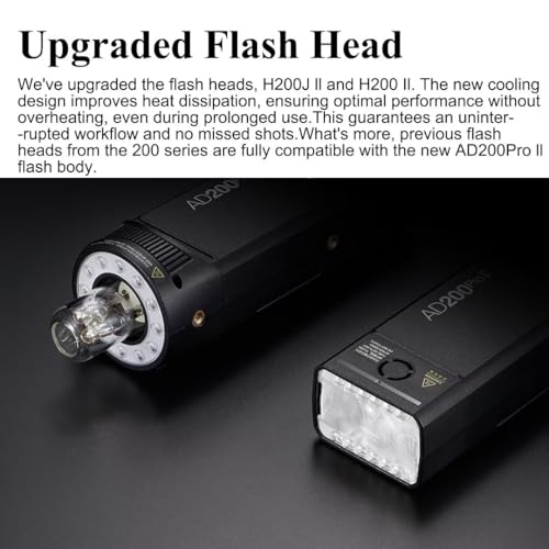 Godox AD200Pro II AD200 Pro II Kamerablitz Blitzgerät 200Ws LED-Videolicht, TTL 2,4G, HSS 1/8000s, 500 Blitze mit voller Leistung, für die meisten Kameras (AD200 AD200Pro aktualisiert)
