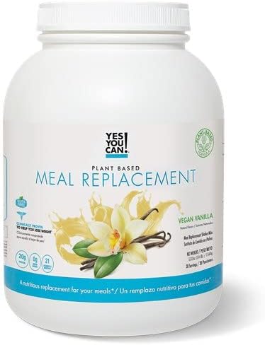 Yes You Can!Complete Meal Replacement - 30 Servings, 20g of Protein, 0g Added Sugars, 22 Vitamins and Minerals - All-in-One Nutritious Meal Replacement Shake (Vegan Vanilla)