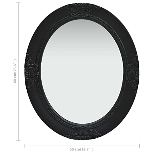 Miroir mural de style baroque noir en bois noble ovale - 6