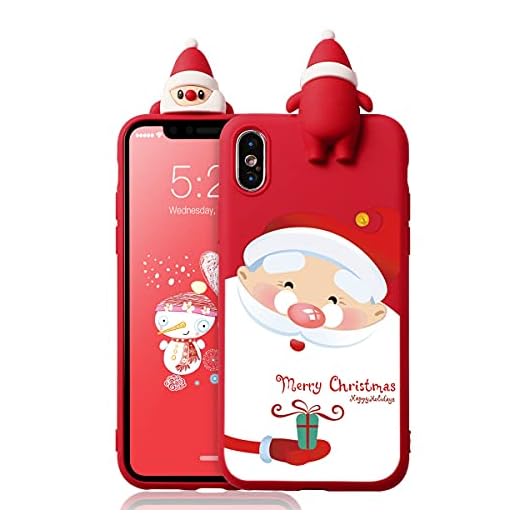 ZhuoFan Julfodral till Samsung Galaxy A12/A12 Nacho rött silikonfodral med 3D-design julklapp stötsäker mjuk TPU skyddsfodral för Samsung A12 16,5 cm, jul 04