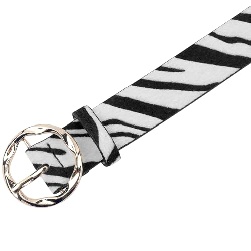 Women's Animals Waist Belts, Leopard Zebra Cow Snake Faux Leather Round Gold Buckle for Jeans Pants Dresses2