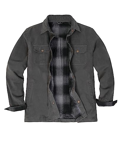 Image of ZENTHACE Men's Full Flannel Lined Shirt Jacket, Heavy Washed Rugged Cotton