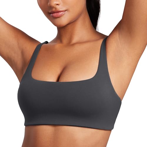 Image of CRZ YOGA Butterluxe Square Neck Sports Bras | Light Support, Removable Pads, Yoga, Extremely Soft, Low Coverage, Adjustable Spaghetti Straps, for Women