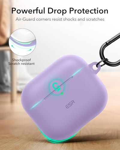 Image of ESR for AirPods 4 Case, Compatible with AirPods 4th Generation Case (2024) (USB-C), Magnetic Lid Lock, Full Drop Protection Cover, Cloud Soft Case, Purple