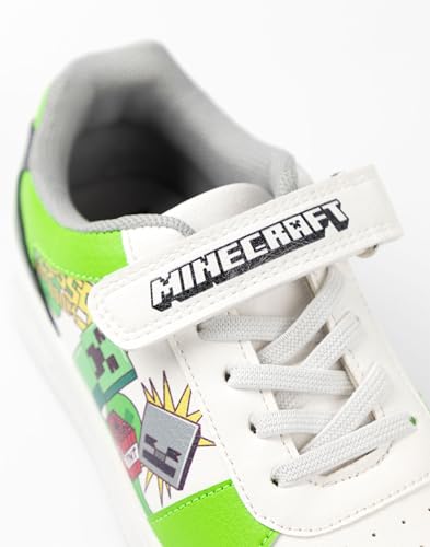 Baskets Minecraft Creeper pour garçon blanches vertes et noires à scratch - 5