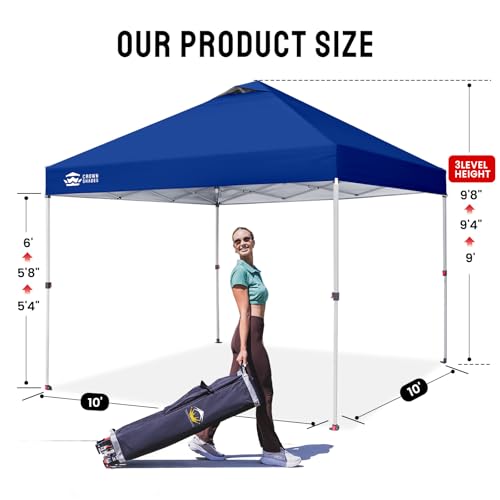 image for CROWN SHADES 10x10 Pop Up Canopy - Beach Tent with One Push Setup - Ea