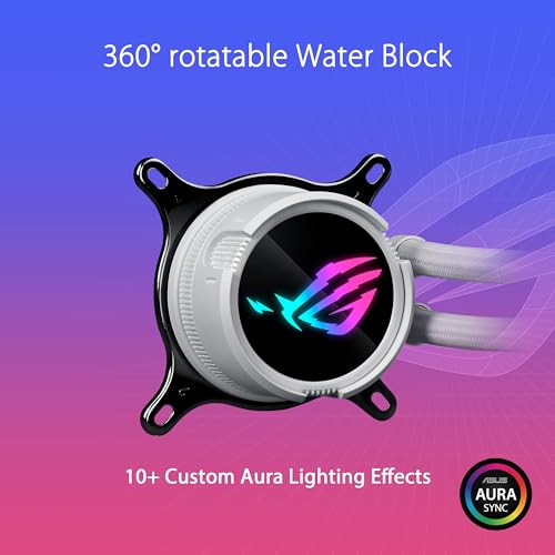 Image of ASUS ROG Strix LC III 360 ARGB White Edition All-in-one CPU Liquid Cooler with 360 rotatable Water Block, Asetek's New Gen7 v2 Pump, Premium ROG ARGB Fans, and 10+ Custom Aura Lighting Effects