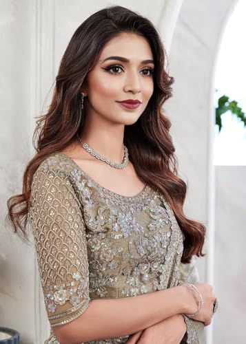 Image of Women's Bollywood Heavy Sequins Embroidery Work Georgette Saree with Unstitched Blouse