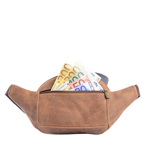 WILD WOODS® Heuptas, echt leer, heuptas, uniseks, Medium Bruin/Vintage, L x H x T (cm) = 24.0 x 11.0 x 7.0, Schoudertas - Image 6