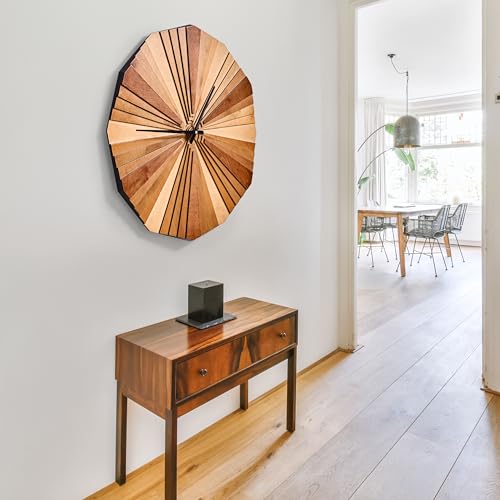 Reloj de pared de madera paramétrico con capas 3D grande miniatura 4