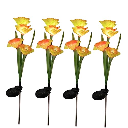 OFFSCH Lawn Outdoor Light 2 Pcs Solar Garden Lights Led Simulation Daffodil Flowers Ground Plug Decorative Practical