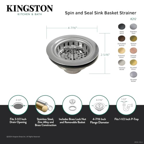 Kingston Brass colador para fregadero de cocina acero miniatura 3