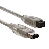 Clear IEEE 1394 Firewire 800 to Firewire 400 Cable, 9 Pin/6 Pin Male/Male – 10 FT