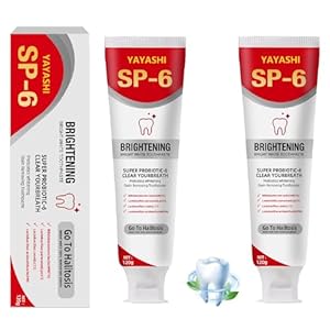 SP-6 Probiotic Whitening Toothpaste,Enhanced Formula with 6 Probiotics, Fluoride-Free, Minty Fresh Flavor,Ideal for Sensitive Teeth & Smokers Daily Use .4.9 oz (2PACK)