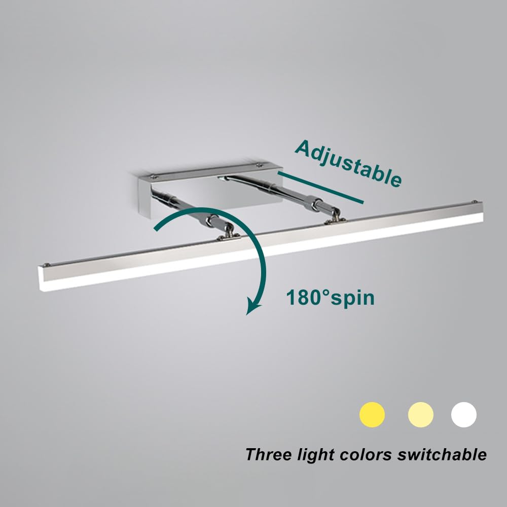 Genérico Lámparas de baño sobre Espejo, lámparas LED para baño, Apliques de Pared sobre Espejo con Brazo retráctil, Acabado Plateado, Apliques de Pared Minimalistas para Interiores.