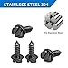 Stainless Steel License Plate Screws with Rustproof Finish -Fit for Securing License Plates Frames and Covers on Cars and Trucks,Premium Stainless Steel Self Tapping Mounting Bolts (4-Pack, Black)