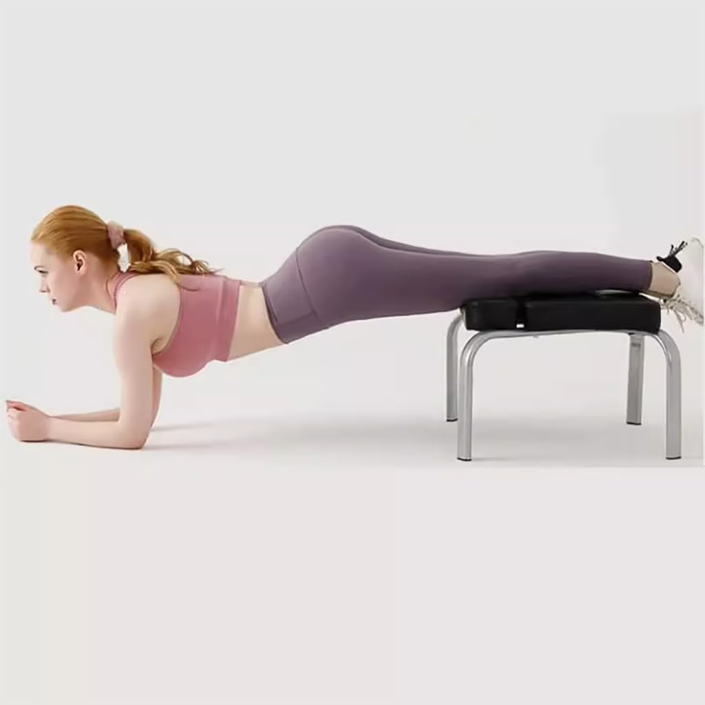 Sedia per inversione per Yoga Struttura in Acciaio Inossidabile Sedia per Assistenza Yoga Sgabello per inversione per Yoga con Sedile Rimovibile a Forma di T Allenatore per inversione per Yoga Nero