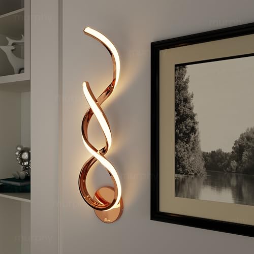 Image of Murphy Twistra Elegant LED Wall Lamp for Home - 2 Years Warranty - Modern Aluminium Light with 3 Color Modes (Rose Gold, Pack of 2)