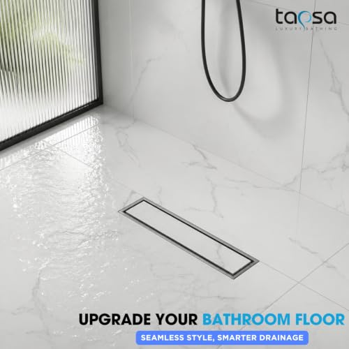 Image of Tapsa Tile Insert Floor Drain | 304 Stainless Steel | Invisible Shower Drain Channel | Shower Drain Channel | Water Drain Channel | with Cockroach Trap. (12X4, SS Matte Tile Insert Floor Drain 20 mm)