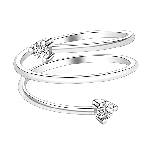 SHINYSO 14K Gold Plated Wedding Band for Women Stackable Thin Cubic Zirconia Open Wrap Dainty Engagement Ring Size 4-10