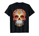Day of Dead Sugar Skull Floral Skeleton Head Bone Skull T-Shirt