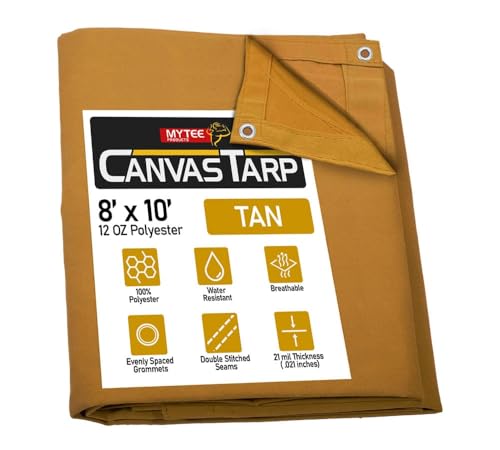 Mytee Products 8' x 10' Tan Canvas Tarp 12oz Heavy Duty Water Resistant