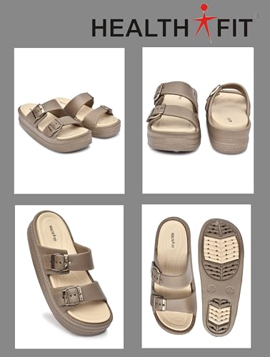 Image of HEALTH FIT SUPER SOFT Comfortable with Adjustable Strap Flip-Flops Women's & Girl's Cushioned |Waterproof Anti Skid & Lightweight OUT Door & IN Door Slipper INDIGO2