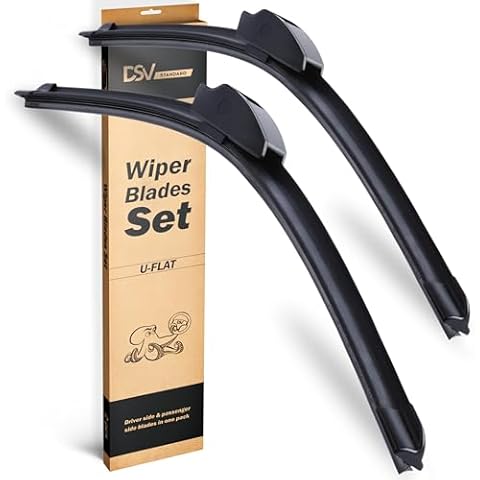 OEM Quality Windshield Wiper Blades, 26” and 16” DSV Standard Car Wiper Blades With Universal U/J Hook, Automotive Replacement Wiper Blades for my Car, Water Repellency Wiper Blade, Pack of 2 Cover