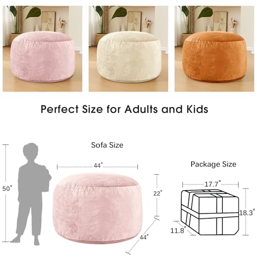 Image of Bean Bag Chairs for Adults - Memory Foam Furniture BeanBag Chair - Kids /Teens Sofa with Soft Micro Fiber Cover - Round Fluffy Couch for Living Room Bedroom College Dorm - 4 ft, Pink