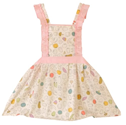 CRB Fashion Kids Cooking Baking Apron | Toddler, Little Girls, Cute Kitchen Chef Aprons (2 to 5 Years Old, Peach Pink)