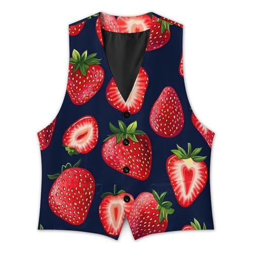 Strawberry Men's Suit Vest Slim Fit Business Dress Party Pattern Waistcoat Vest Top3