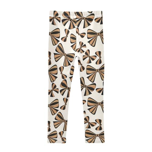 Black Brown Stripe Bow Girls Leggings Soft Stretch Workout Yoga Dance Pants for Kids Casual Tights2