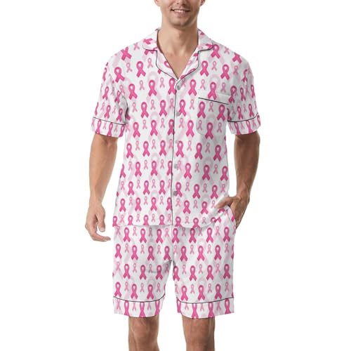 Pajamas Sets for Men Print 2PCS Pajamas Sleepwear Set Short Sleeve Pjs Button Down Loungewear Nightwear