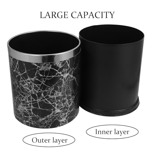 Totority cesto de basura redondo sin tapa 10 l acero inoxidable negro miniatura 7
